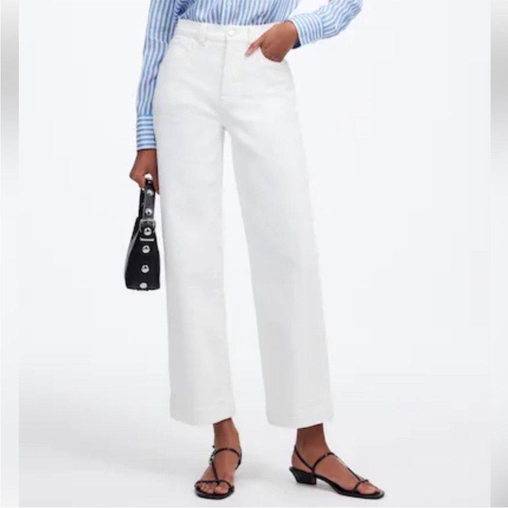 Madewell Perfect Vintage Wide Ankle Crop Off White Cream Jeans 31